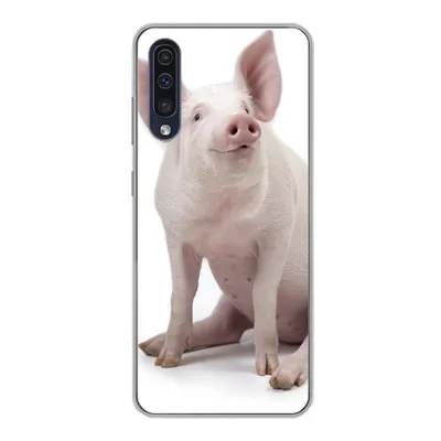 Produktbild von MuchoWow® Handyhülle Schutzhülle Hülle für Samsung Galaxy A30s Schwein - Bauernhoftiere - Weiß Silikon Softcase Handy Hülle - Karteninhaber