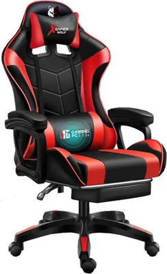 Obrázok produktu pre Červeno čierne herné kreslo s vankúšom HR-RED