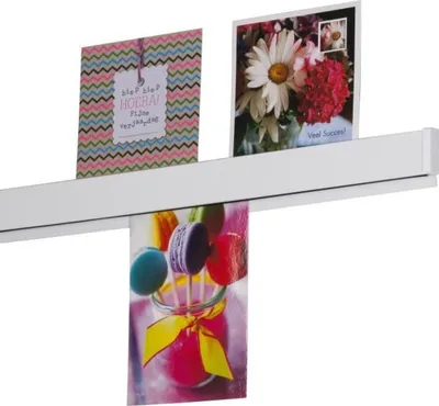 Produktbild von STAS Aufhängesystem – Papergrip – Kartenhalter – Fotoständer – Kartenhalter – Fotohalter – Fotoclip - White textured - 150 cm