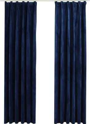 Produktbild von vidaXL Verdunkelungsvorhänge Haken 2 Stk. Samt Dunkelblau 140x245cm