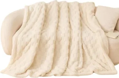 Zdjęcie produktu dla Miękki Ciepły Koc Duży Narzuta Dwustonna 200X230Cm Jasny  Beżowy