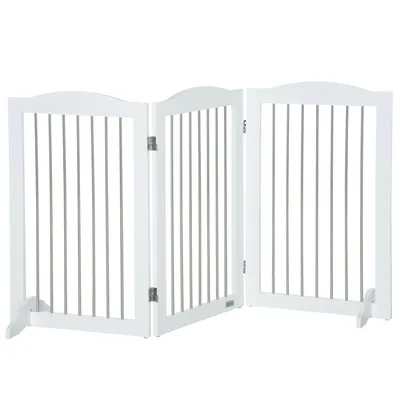 Zdjęcie produktu dla Fortuna Lai Barierka dla psów Składana barierka ochronna do drzwi Barierka dla psów Stojak 3 panele Barierka ochronna do schodów Biała 154x30x80cm