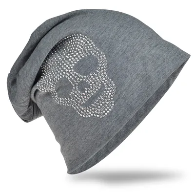 Produktbild von Beanie Muetze Totenkopf Dunkelgrau