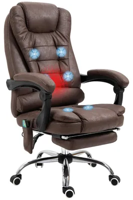 Produktbild von Massage Bürostuhl Heizfunktion Liegefunktion drehbar 65x70x111 cm Braun