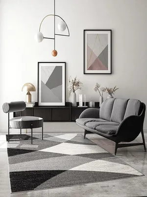 Produktbild von Kurzflor Teppich Geometrisch Muster Meliert Beige Grau Rot, 80x140 cm