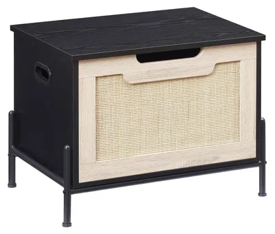 Immagine prodotto di Panca con spazio contenitore, 60 cm, legno di quercia e nero, capacità di carico: 136 kg