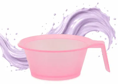 Image de Bol de coloration avec poignée rose pour mélange de teinture capillaire, Image générée par une IA