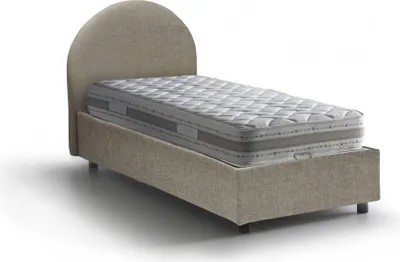 Produktbild von Einzelbett Emma, Containerbett mit Stoffbespannung, 100%  Italy, Frontöffnung, inklusive Matratze 80x190 cm, Turteltaube