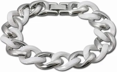 Image de Amello bracelet en acier inoxydable céramique Panzer bijoux dames argent blanc ESAX18W0