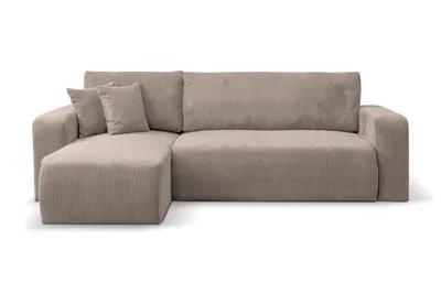 Produktbild von VENASI Ecksofa mit Schlaffunktion Luna L, Hellbraun Cordstoff