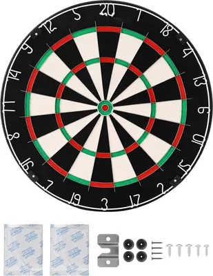 Produktbild von Dartscheibe - Sisal-Dartboard 45 cm Turniergröße - Klammerfreies Bullseye - Ultradünne Drahtspinne - Drehbarer Zahlenring - Ohne Darts