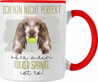 Produktbild von Trendation - Cocker Spaniel Besitzer Tasse Geschenk Lustiger Spruch Geschenkidee Besitzerin Ich Bin Nicht Perfekt Aber Mein Cocker Spaniel Ist Es (Rot)