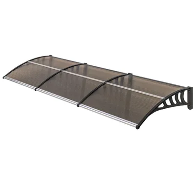 Produktbild von Vordach für Haustür/Fenster, wetterfest, Braun, Aluminium/Polycarbonat, 303x96x27cm, Schwarz