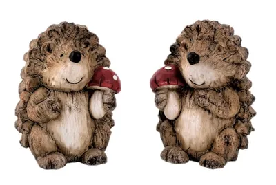 Produktbild von Gartenfiguren 2 Igel mit Fliegenpilz H 14 cm Dekofigur Garten Tierfigur