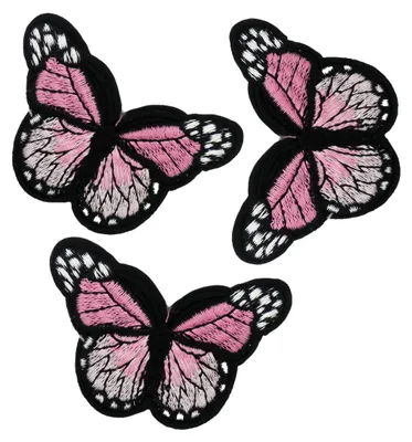 Produktbild von 3 Schmetterling Aufbügler, Applikation, 48x70mm, freie Farbwahl
