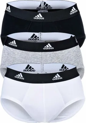 Produktbild von adidas Herren Slip, 3er Pack - Briefs, Active Flex Baumwolle, Logo, einfarbig Weiß/Grau/Schwarz S