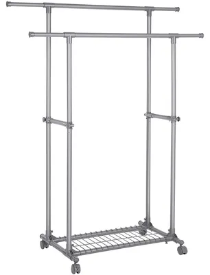 Image de Porte-vêtements sur roulettes, extensible deux fois, mobile, capacité maximale de 70 kg, dimensions 87–150 x 52 x 166 cm, couleur gris