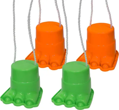 Produktbild von 2er Set Kinder Topfstelzen Laufdosen Dino-Füße Stelzen