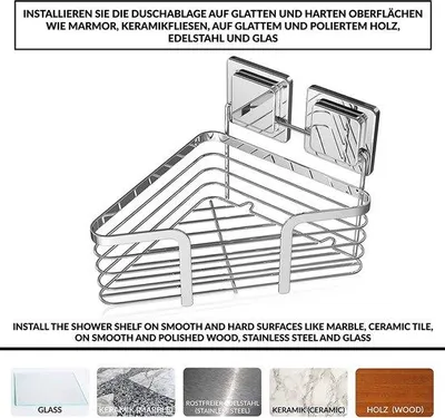 Produktbild von Famanu Duschregal mit Kräuteregal und Eckablage - Edelstahl