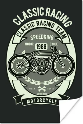Produktbild von MuchoWow® Poster Motorrad - Brief - Vintage - Illustration 20x30 cm - Papierdruck