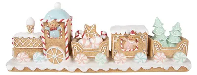 Immagine prodotto di Clayre & Eef, decorazione natalizia a forma di trenino, 47x10x17 cm, colore marrone, materiale: plastica