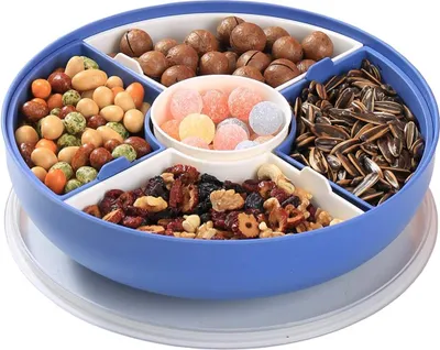 Produktbild von Unterteilte Servierschalen mit Deckel, Servierschüsseln, multifunktionales Party-Snacktablett für Obst, Nüsse, Süßigkeiten, Cracker, Gemüse