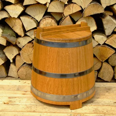 Produktbild von Eichenfass mit Deckel 35L - Eimer aus Eiche, Holzeimer, Holzkübel
