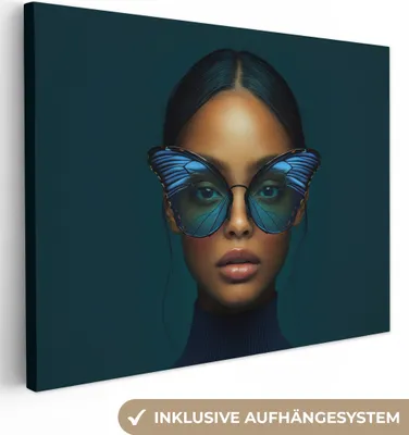 Produktbild von Leinwand Bilder 40x30 cm - Frauen, Abstrakt - Modern - Blau, Wandbilder, Wanddeko Wohnzimmer, Bild