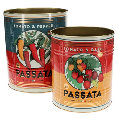 Produktbild von Aufbewahrungsdosen Passata XL Metall Dosen 2er Set Retro-Stil Aufdruck