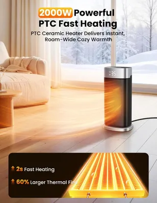 Produktbild von Ventilatorheizung, Keramik – 2000 Watt Leistung – Kompaktes Turmmodell