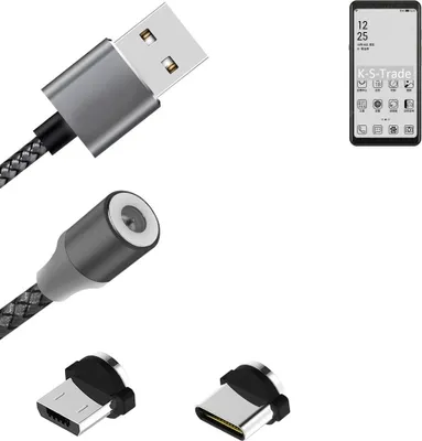 Produktbild von K-S-Trade Hochwertiges Magnet-Lade-kabel Sync-Kabel Daten-Kabel für HiSense A5 mit USB-Typ-C-Anschluss und Micro-USB-Anschluss 2A bis zu 480mbps