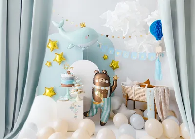 Produktbild von Oh Baby Girlande Banner aus Stoff mit Quasten 12x260cm blau gold