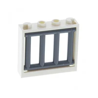 Produktbild von 1x Lego Fenster Rahmen 1x4x3 weiß Gitter neu-dunkel grau Haus 62113 60594