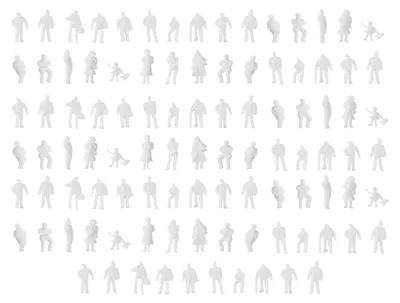 100 weiße Modellfiguren 1:200 Z Spur unbemalt
