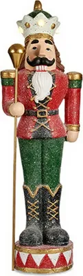Zdjęcie produktu dla Figurka dekoracyjna dziadek do orzechów czerwone światło led polyresin 20 x 86 x 28 cm