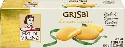 Produktbild von Matilde Vicenzi Grisbi Lemon – Italienische Kekse mit samtiger Cremefüllung, Mürbeteigkekse nach italienischer Backtradition, 14er Pack Mürbeteiggebäck(14 x 150 g)
