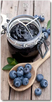 Produktbild von Wanduhr aus Glas – 30x60 cm - Glasbild - Glasuhr - Gehärtetes Glas -Blaubeermarmelade