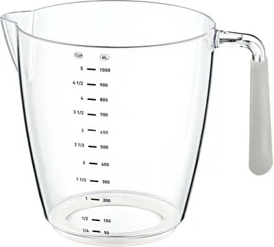 Produktbild von OKYANUS | Wasserkrug - Messkanne 1L - Transparent - Antirutschgriff - Ideal zum Kochen und Messen