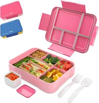 Produktbild von Famanu Lunchbox mit 6 Fächern und Besteck - Rosa