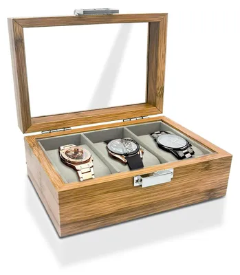 Produktbild von Uhrenbox mit 10, 6 oder 3 Fächern, Uhrentruhe aus Holz, Uhrenhalter mit herausnehmbaren Kissen, Retro-Uhrenbox, Uhrenaufbewahrungsbox für Uhren (s, 3)