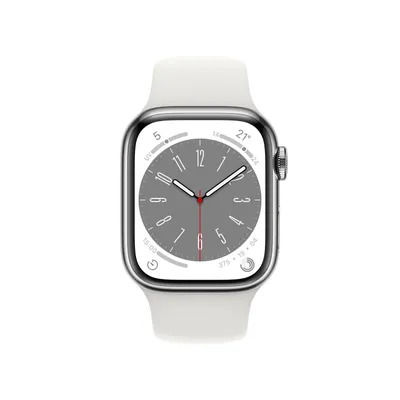 Produktbild von Apple WATCH Series 8 41mm GPS+Cellular Edelstahl Silber Sportarmband Weiß