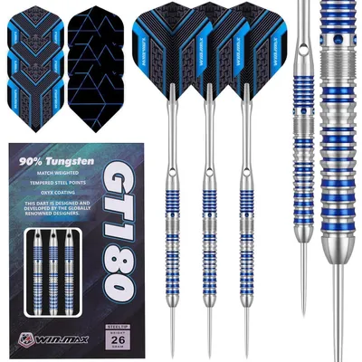 Produktbild von Steel-Dartpfeile 90% Wolfram 26g Blau 3 Stück mit starken Flights und Alu-Schäften