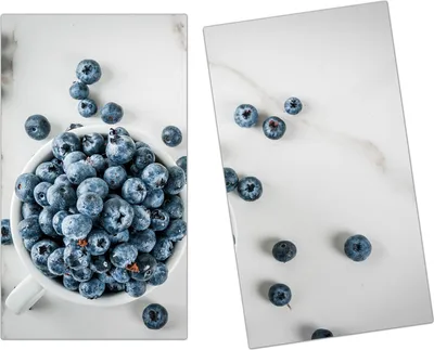 Produktbild von Spritzschutz Herdabdeckplatte Schneidebrett aus Glas Heidelbeeren in Schale 2-Teilig (60x52cm)