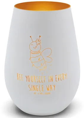 Produktbild von Mr. & Mrs. Panda Kerzenhalter Biene Blume - Weiß - Geschenk, Laterne, Teelichthalter, Windlicht Glas, Deko, Kerzenglas