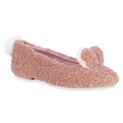 Produktbild von VAN HILL Damen Klassische Ballerinas Kunstpelz Slipper Pom Poms Slip-Ons 819088, Farbe: Rosa, Größe: 39
