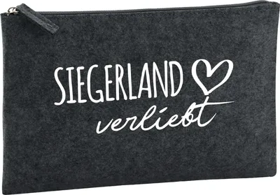 Produktbild von Huuraa Kulturbeutel Siegerland verliebt 1 Liter Charcoal Filz Kosmetiktasche Geschenkidee