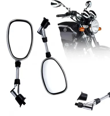 Immagine prodotto di Specchietti retrovisori universali in cromo e alluminio, adatti a moto, ATV, scooter, moto da cross e moto cruiser, disponibili con attacco da 8mm o 10mm