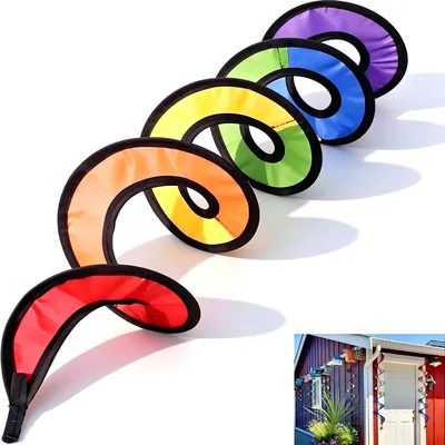 Produktbild von 2 bunte Regenbogen-Windspiralen zum Aufhängen, faltbare Windspiele
