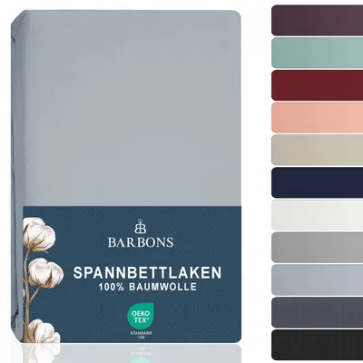 Productafbeelding van Hoeslaken 200x200 cm, 100% katoen, jersey, voor boxspring, blauw