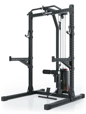 Produktbild von ATLETICA R7 Rider | Steckgewichte Version | 203cm Höhe | Squat Rack mit Latzug mit Steckgewichte kaufen | 95kg Steckgewichte am Latzug